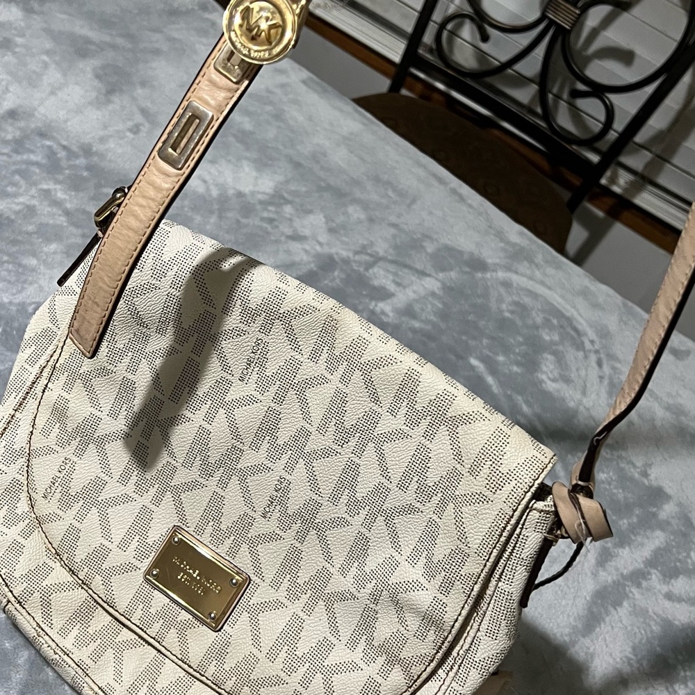 Michael Kors Beige Monogram Crossbody Bag